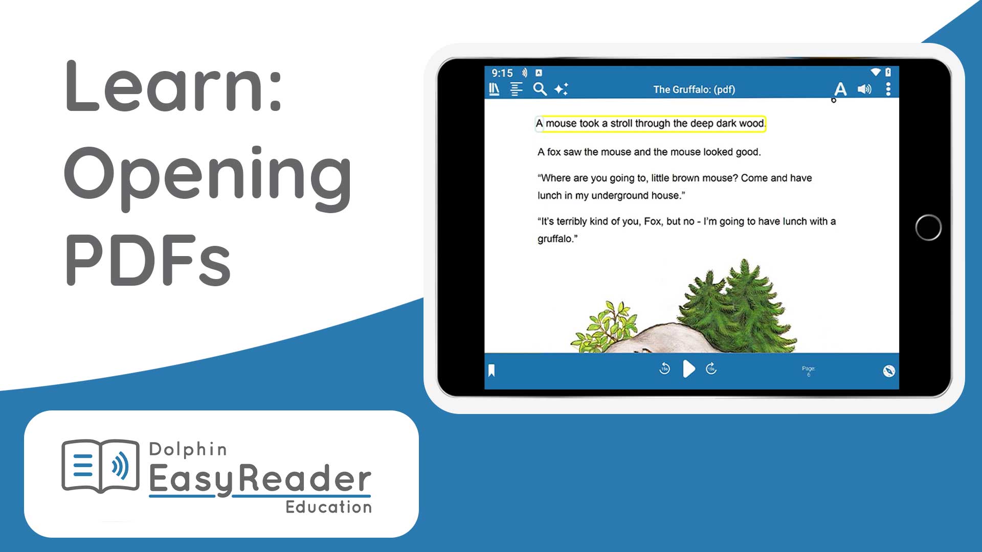 Tutorial video with the text Opening PDFs